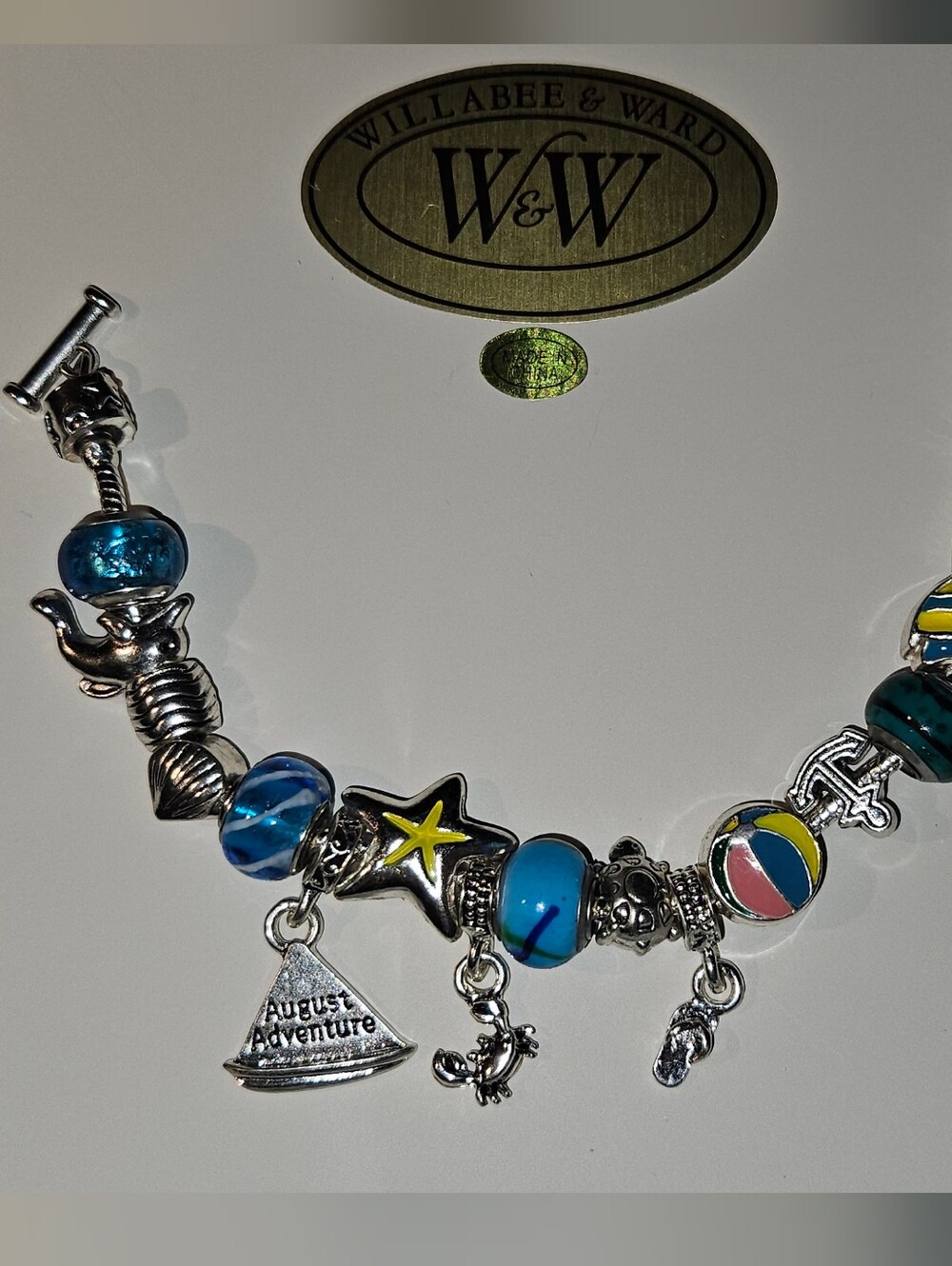 Willabee And Ward August Blue Charm Bracelet with Nautical Beads Bracelet